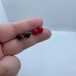 Sterling silver tigers eye stud earrings or sea bamboo coral stud earrings